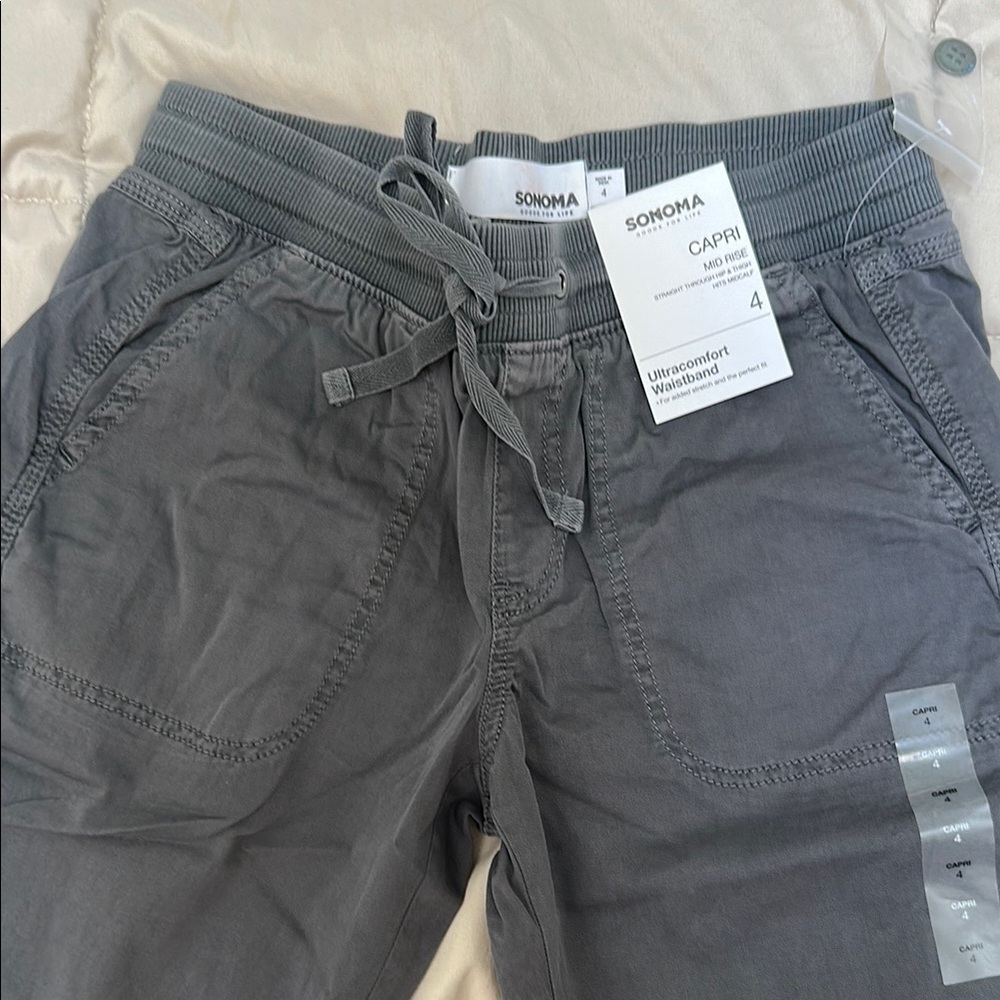 Sonoma Gray Capri Pants with Ultracomfort Waistband - Picture 3 of 5